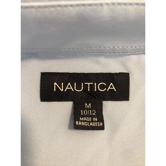NAUTICA Boys Performance Poly/Spandex Blue L/S Dress Shirt M 10-12 EUC - Picture 3 of 6